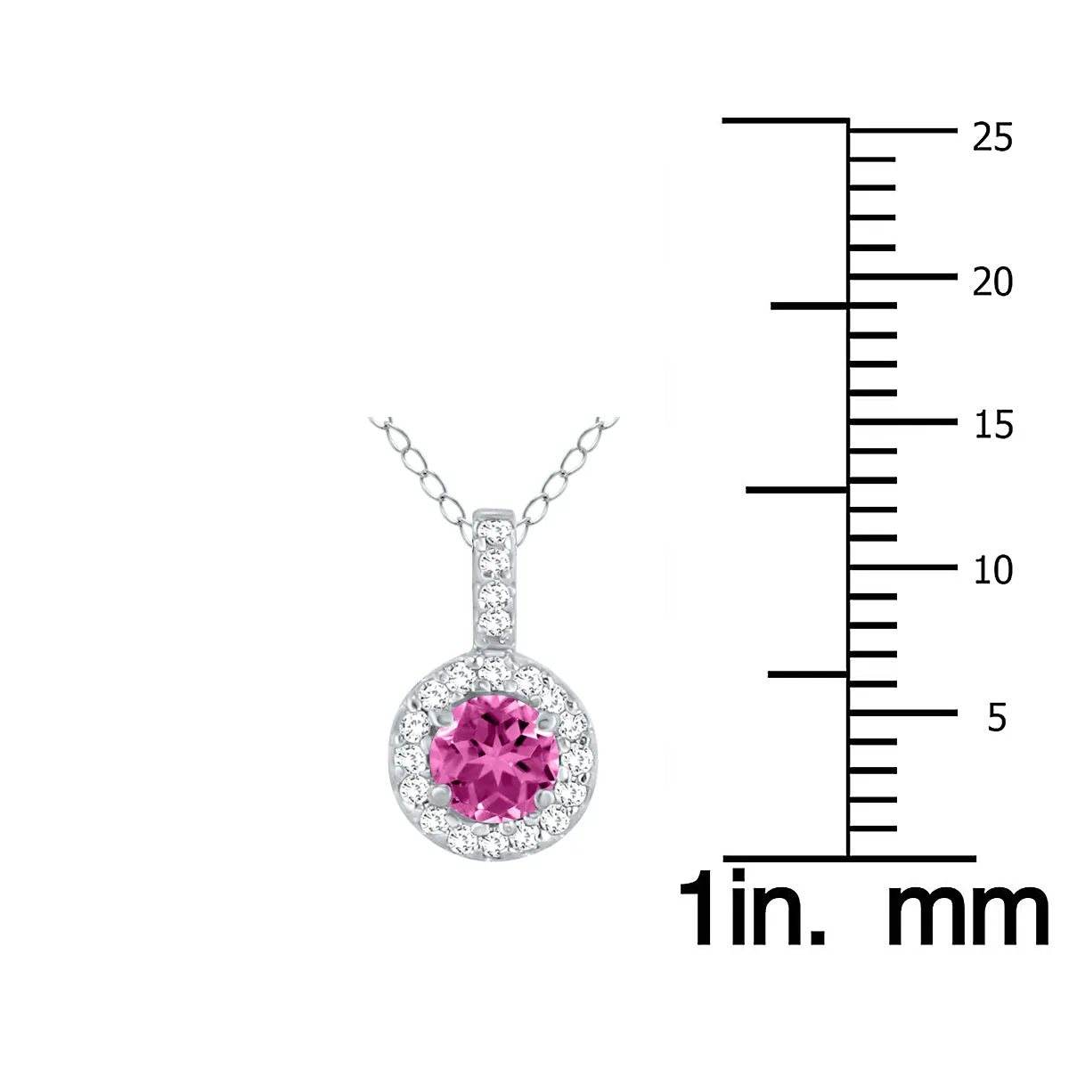 1/2 Carat Tw Halo Pink Topaz And Diamond Pendant In 10K White Gold