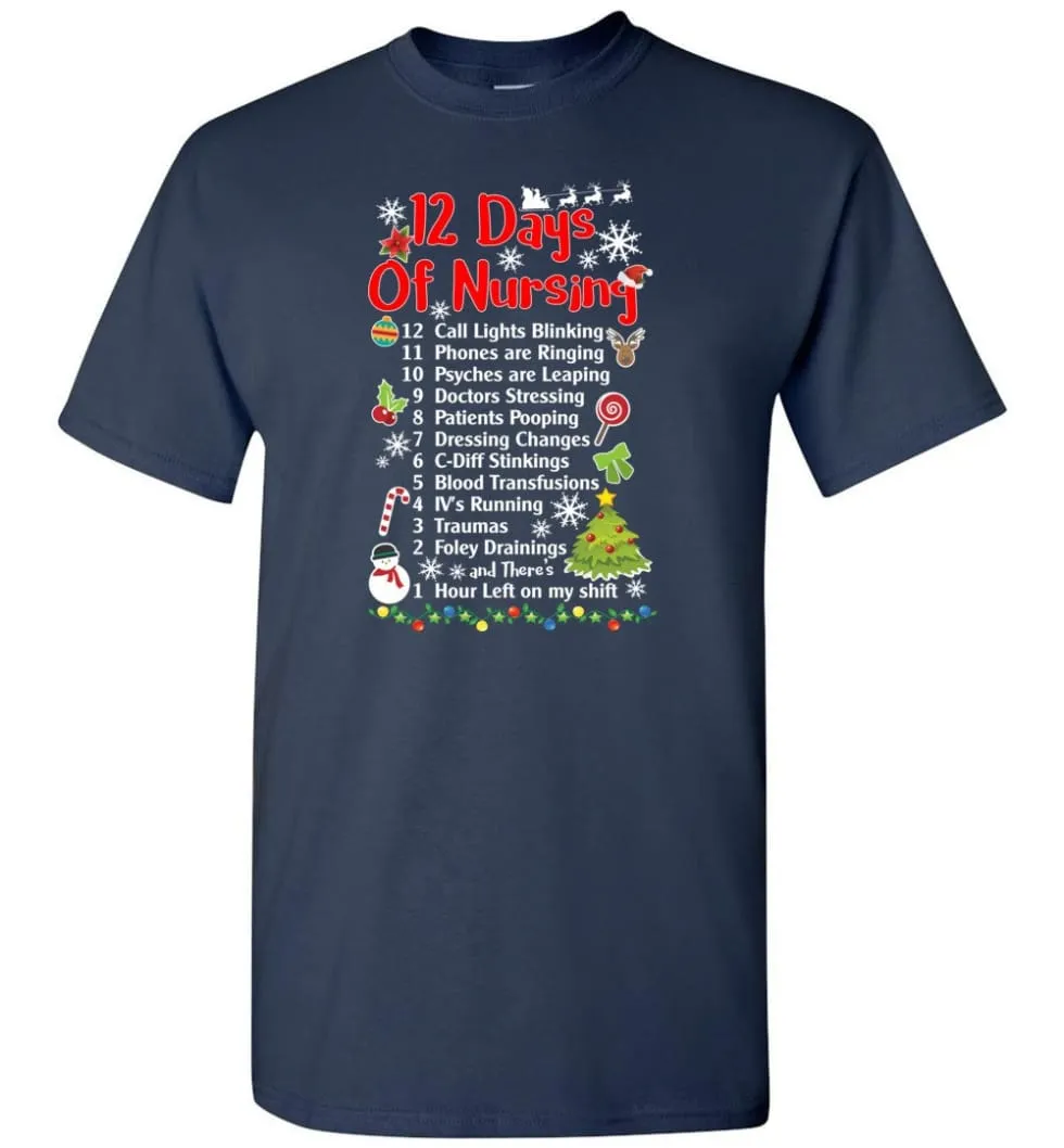 12 Days Of Nursing Christmas Gifts For Nurse T-Shirt