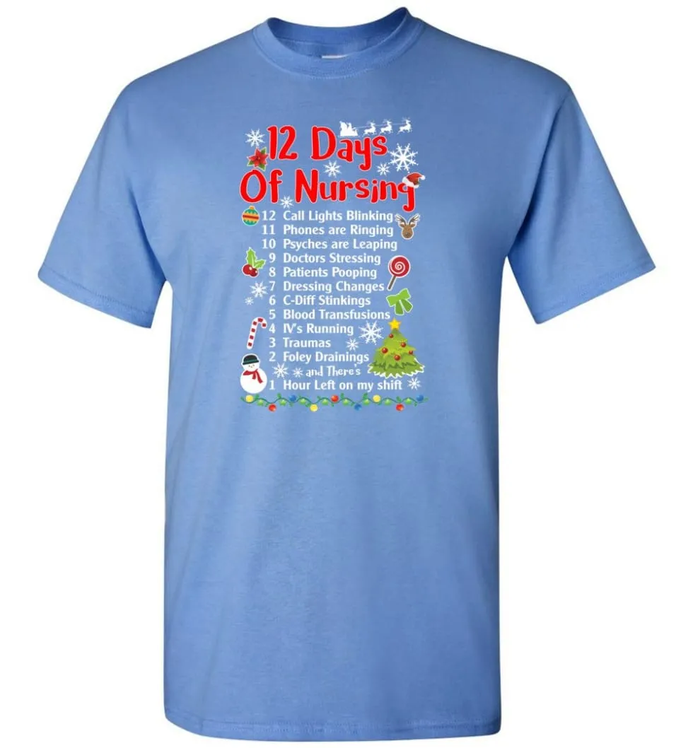 12 Days Of Nursing Christmas Gifts For Nurse T-Shirt