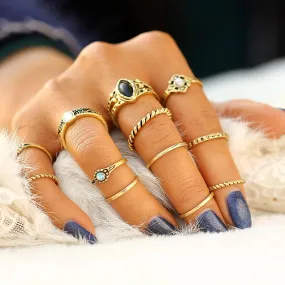 12Pcs Vintage Gold Silver Midi Knuckle Women's Retro Bohemian Rings