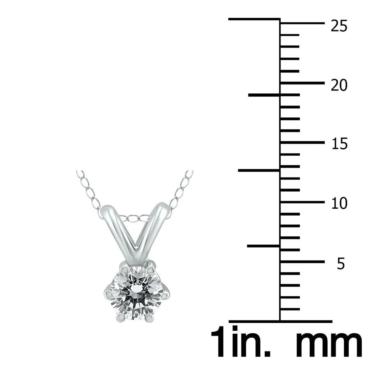 1/3 Carat 6 Prong Diamond Solitaire Pendant In 14K White Gold