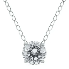 1/4 Carat Floating Round Diamond Solitaire Necklace In 14K White Gold