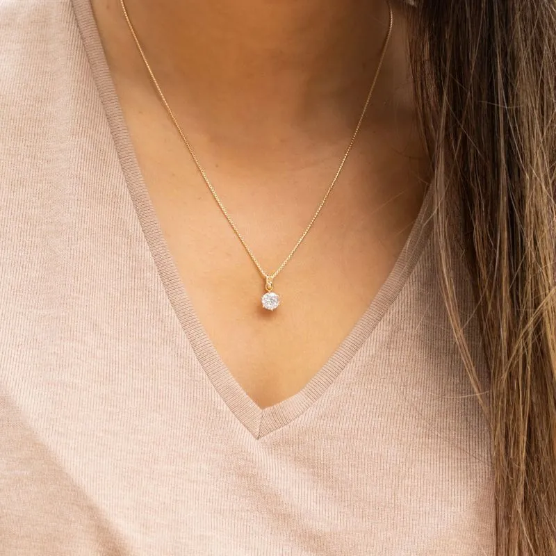 14K Gold Plated White Cz Pendant Necklace, Dec Birthstone