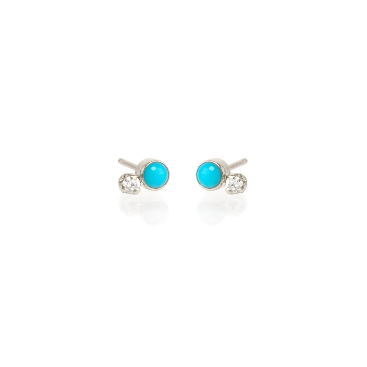 14k Mixed Turquoise Bezel & Diamond Studs