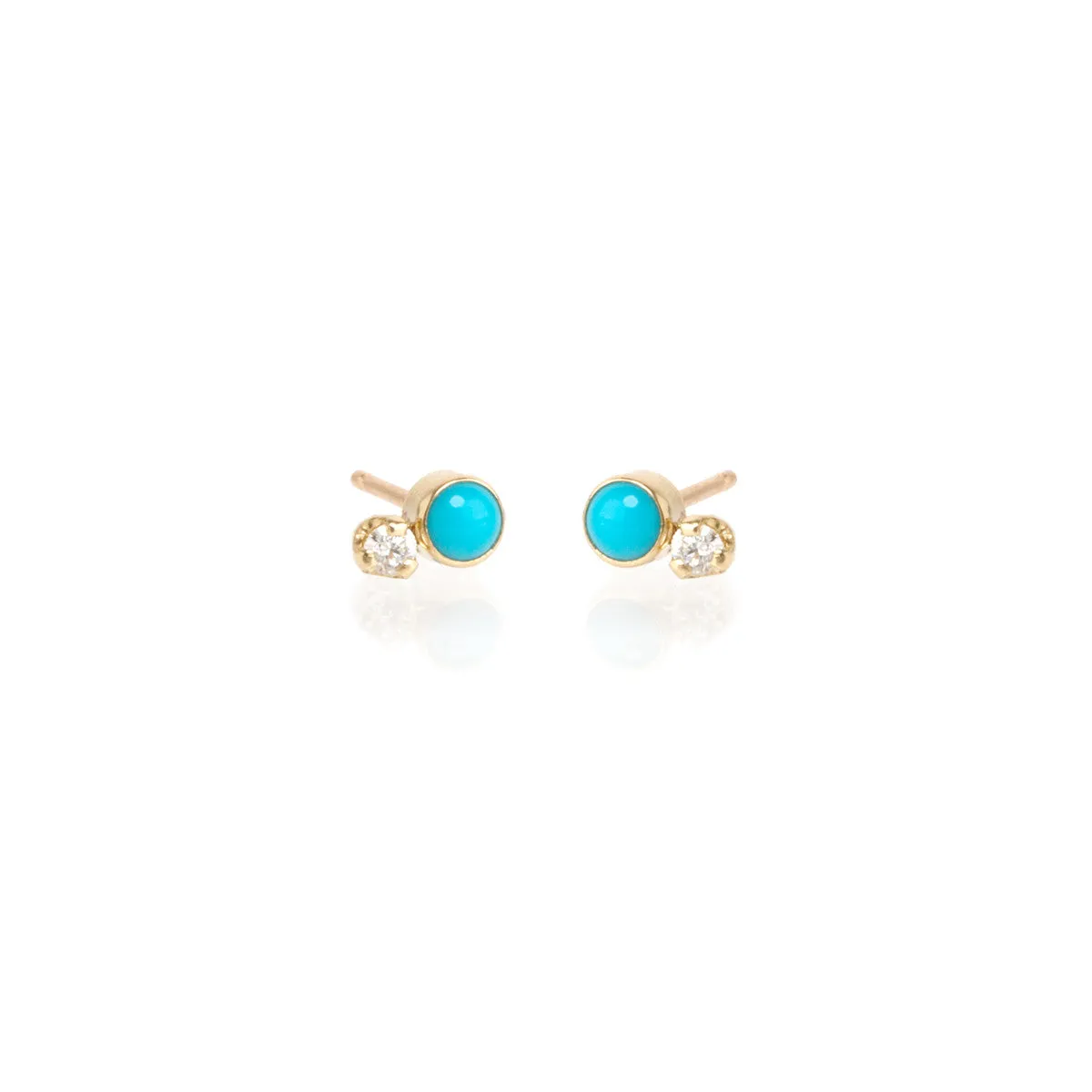 14k Mixed Turquoise Bezel & Diamond Studs