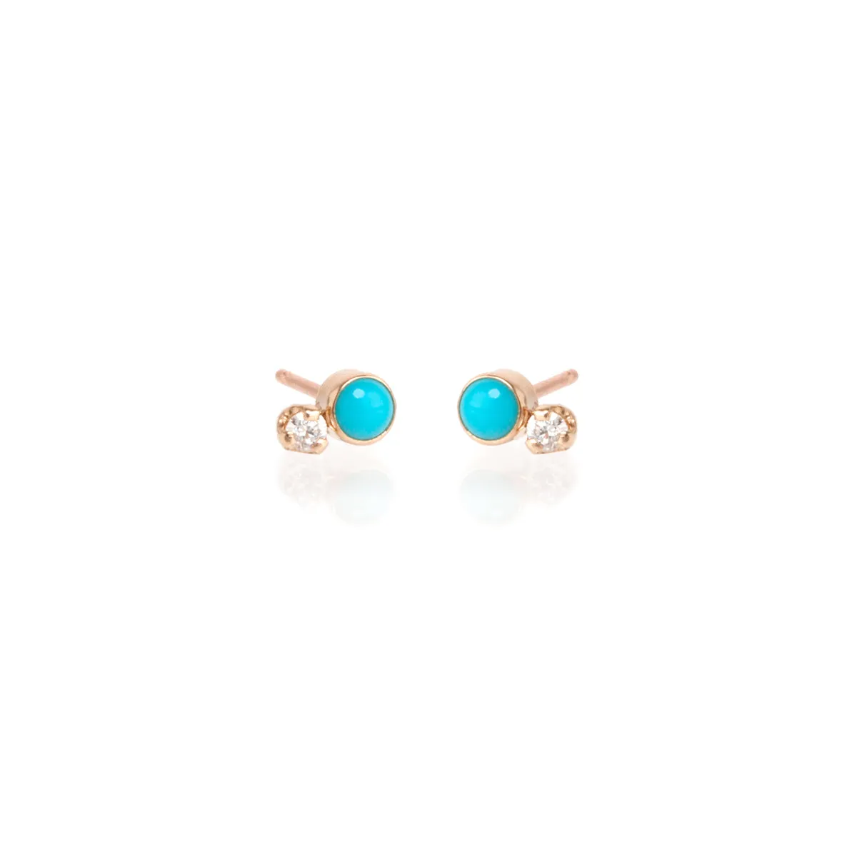 14k Mixed Turquoise Bezel & Diamond Studs