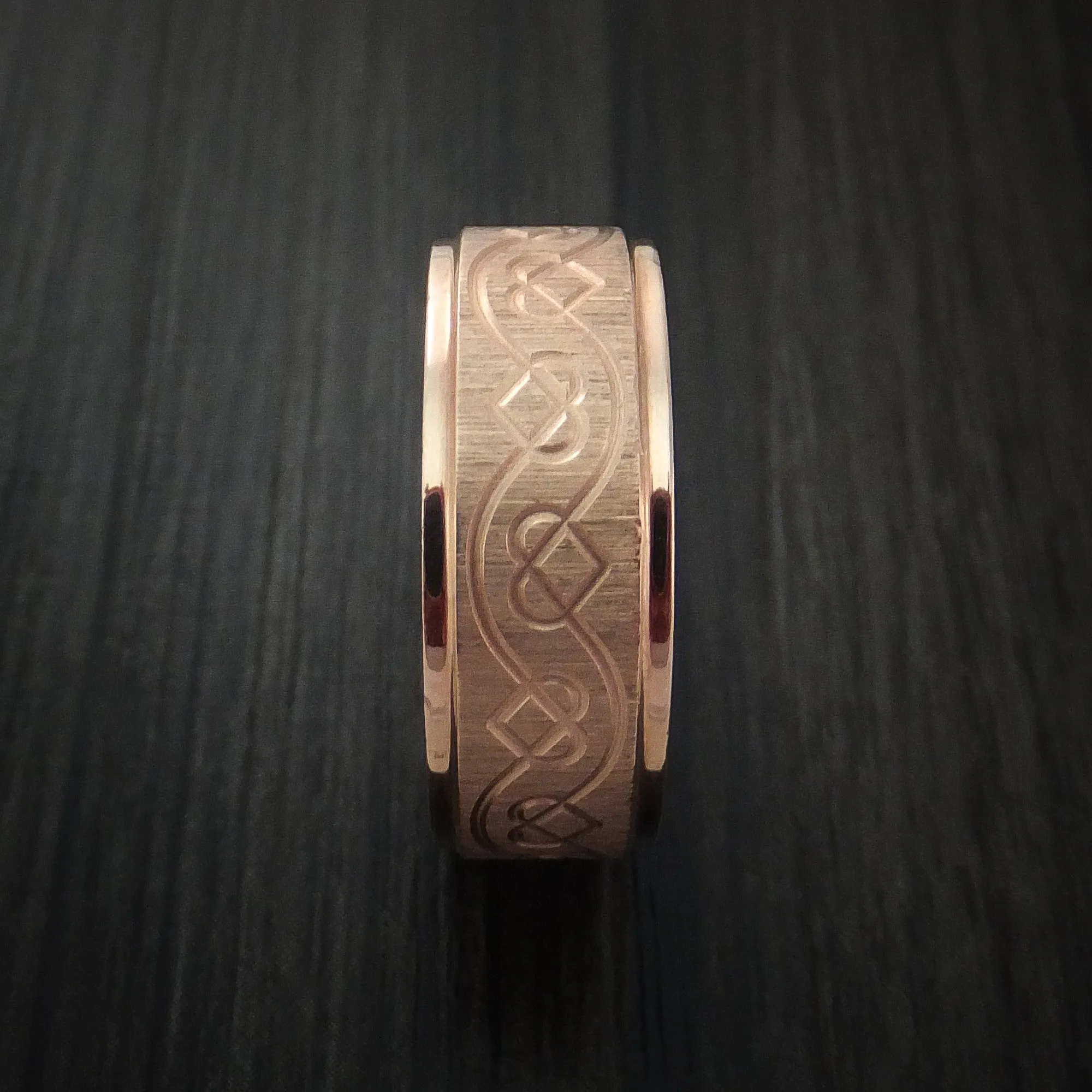 14K Rose Gold Men's Ring with Celtic Heart Design Custom Made Band