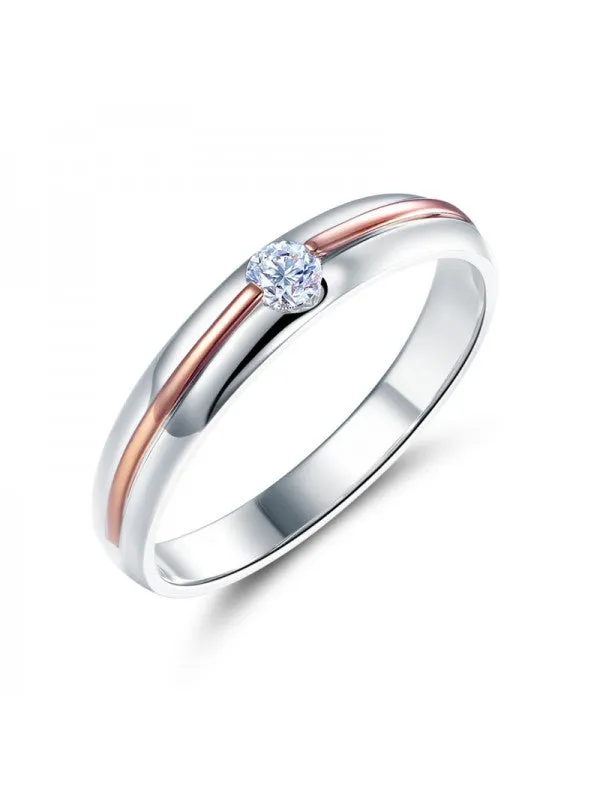 14K Two Tone 2 Color Wedding Band Women Ring Diamond