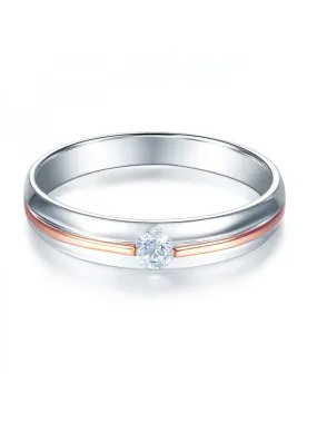 14K Two Tone 2 Color Wedding Band Women Ring Diamond