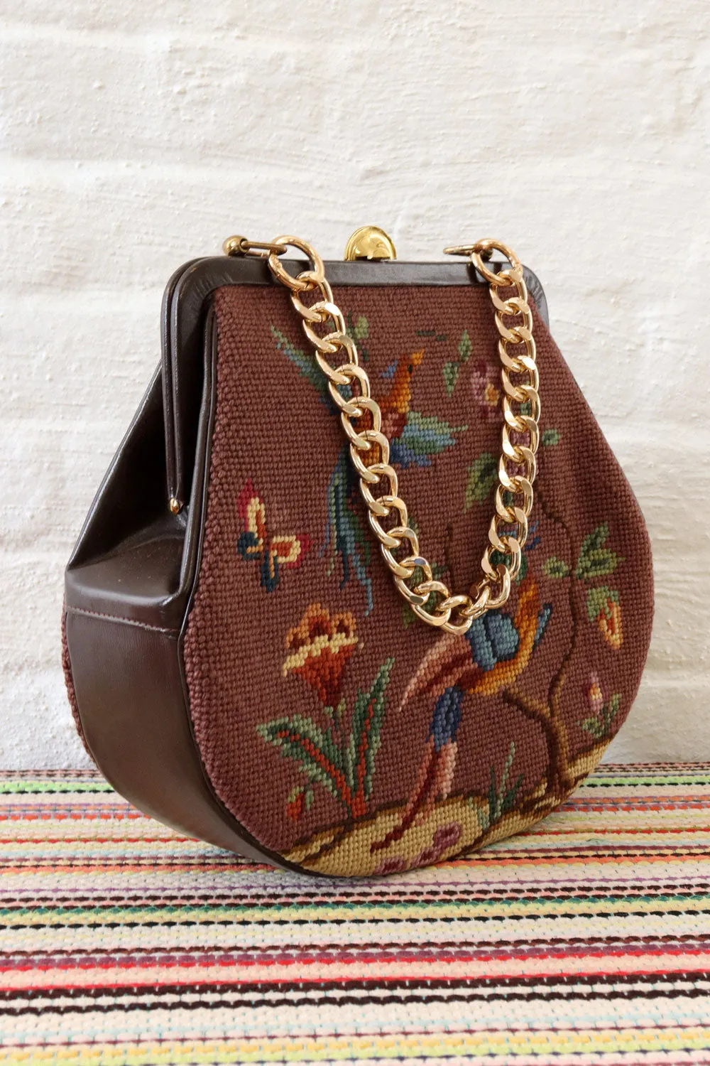 1960s Victorian Needlepoint XL Purse