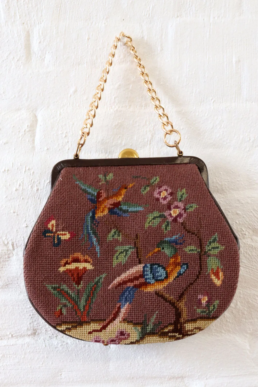 1960s Victorian Needlepoint XL Purse