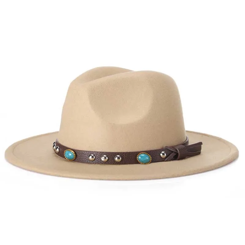 2017 new Men Women Wool Felt Sombrero Cap Fedora Hat Western Cowboy Cowgirl Cap Jazz hat Sun Hat Toca Cap with leather band