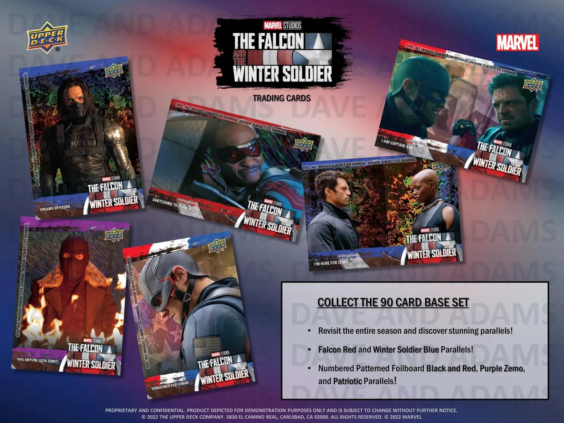 2022 Upper Deck Marvel Studios The Falcon and the Winter Soldier Hobby Box 15 Packs per Box, 6 Cards per Pack