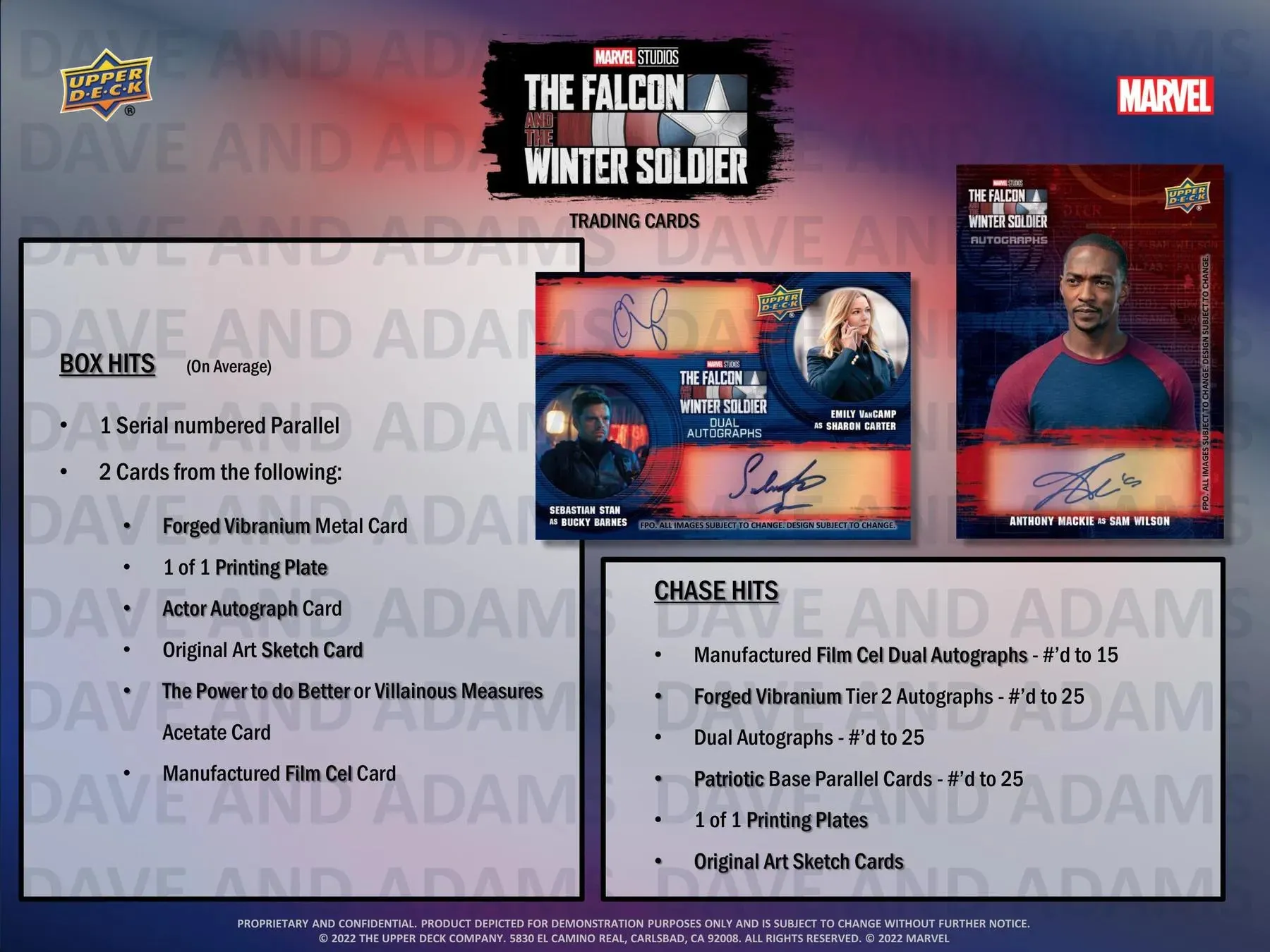 2022 Upper Deck Marvel Studios The Falcon and the Winter Soldier Hobby Box 15 Packs per Box, 6 Cards per Pack