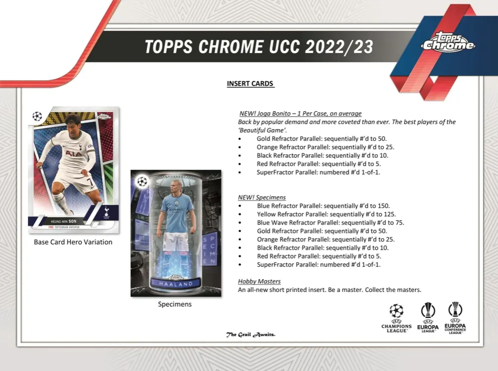 2022/23 Topps Chrome UEFA Club Competitions Soccer Hobby Box 20 Packs per Box, 4 Cards per Pack