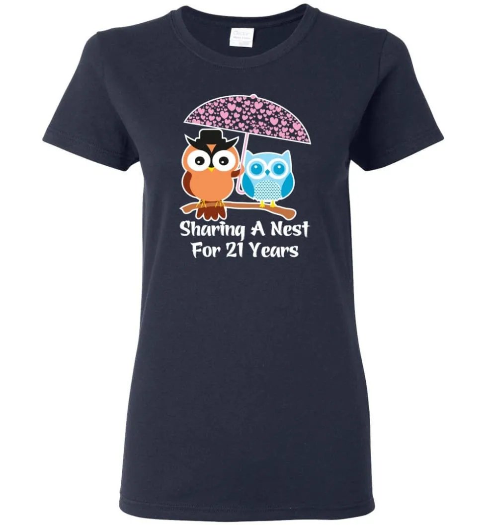 21 Years Wedding Anniversary Gifts Valentine's Day Women Tee