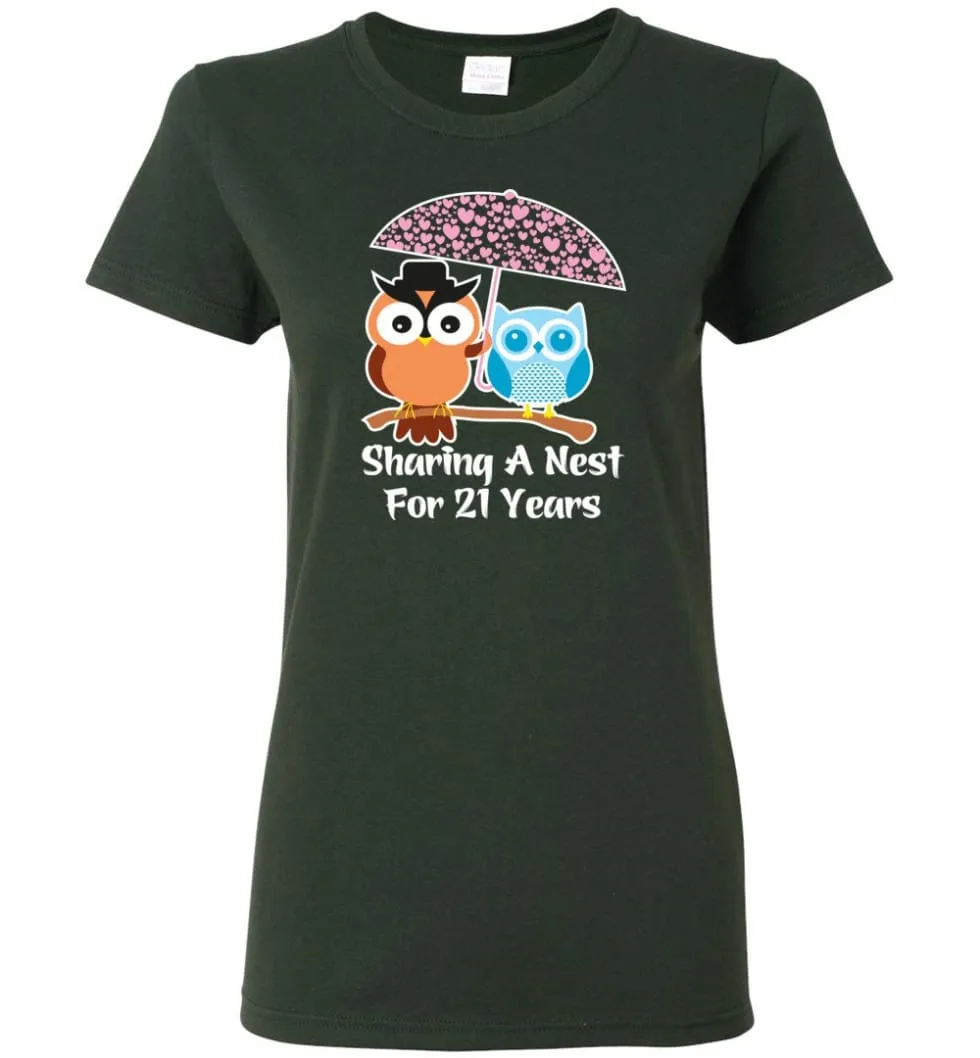 21 Years Wedding Anniversary Gifts Valentine's Day Women Tee