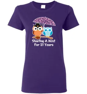 21 Years Wedding Anniversary Gifts Valentine's Day Women Tee