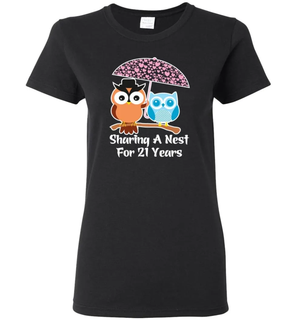 21 Years Wedding Anniversary Gifts Valentine's Day Women Tee