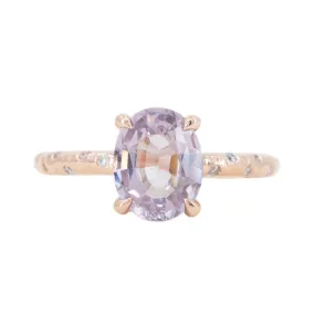 2.10ct Oval Pink Spinel in 14k Rose Gold Low Profile Evergreen Solitaire with Embedded Diamonds