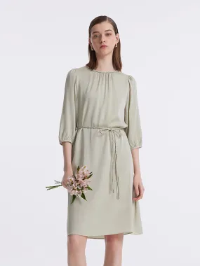 22 Momme Mulberry Silk Women Midi Dress With Rope Belt