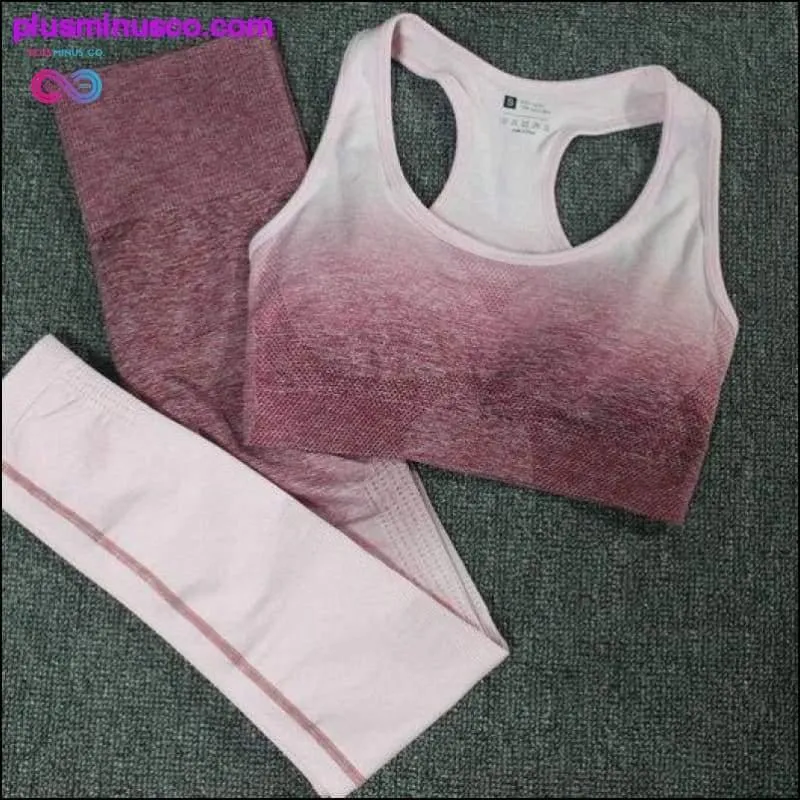 2PCS Yoga Set Women Long Sleeve Crop Tops And High Waisted