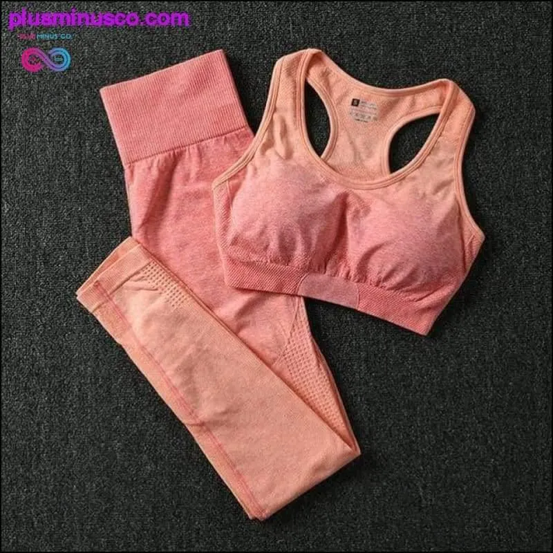 2PCS Yoga Set Women Long Sleeve Crop Tops And High Waisted