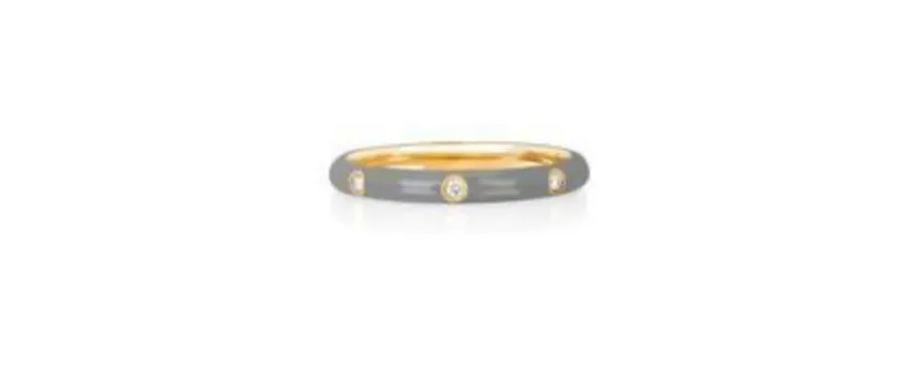 3 diamond enamel yellow gold ring