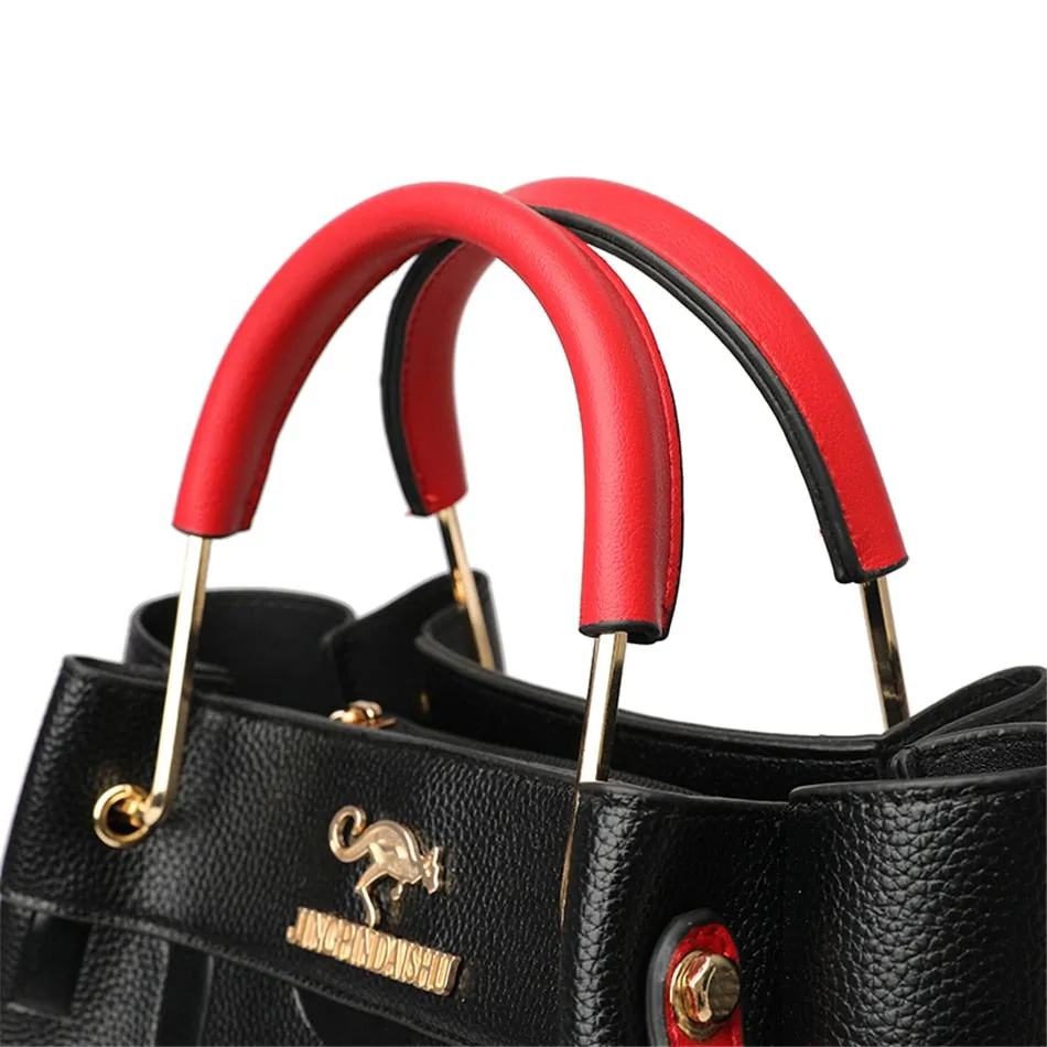 3 Layers Synthetic Leather Shoulder Crossbody Luxury Handbags for Women