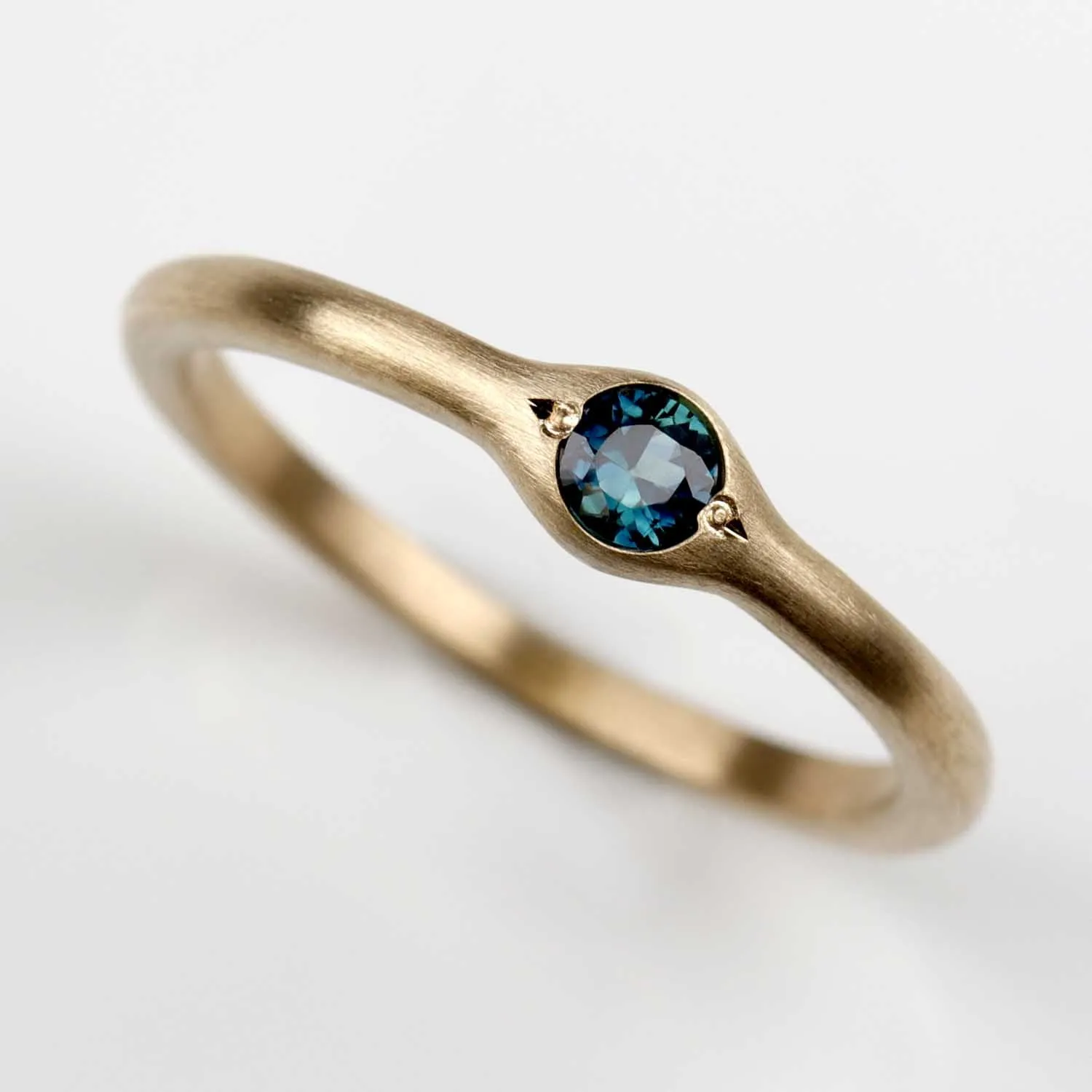 3mm Bump Ring with a Blue-Green Sapphire