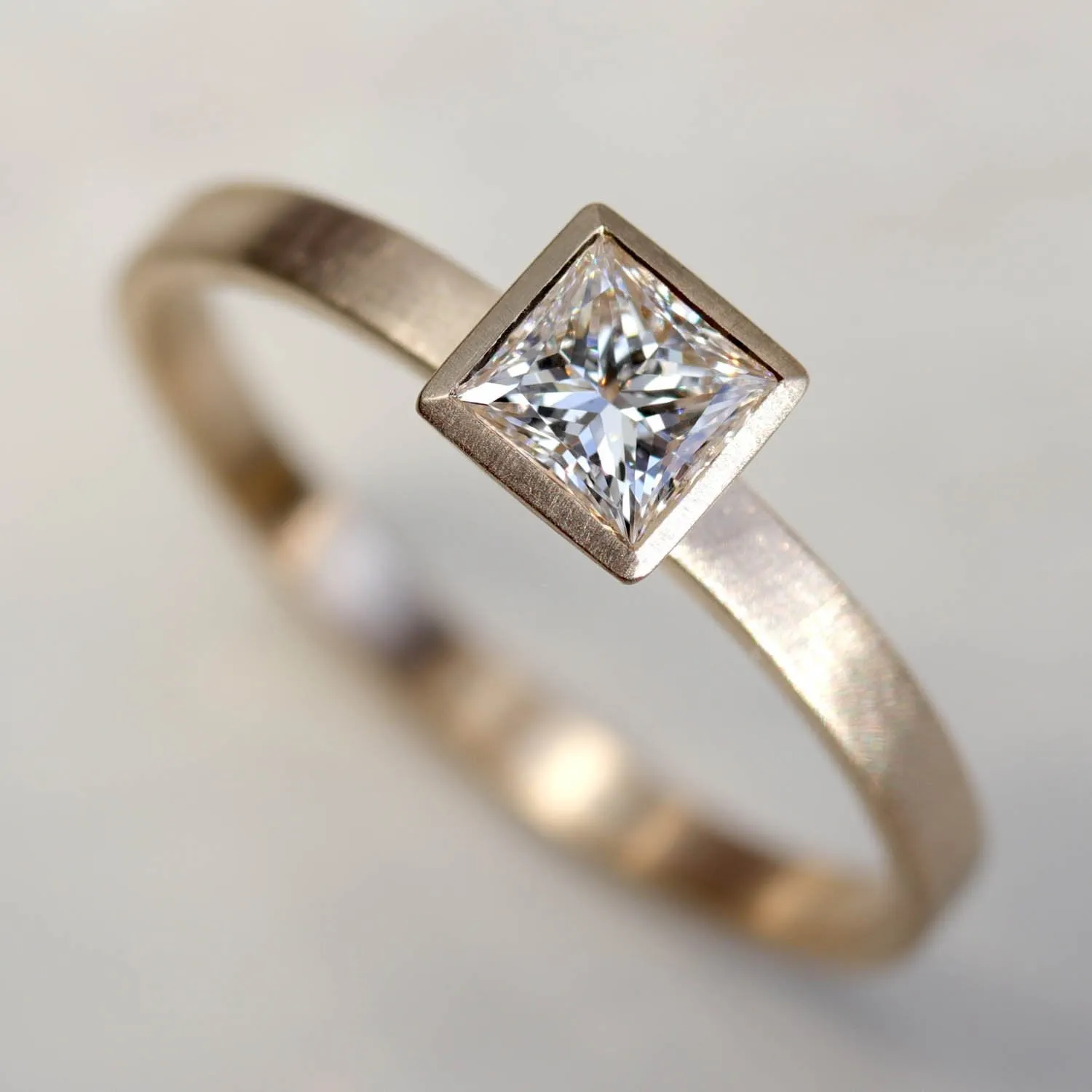 4mm Square Solitaire Engagement Ring