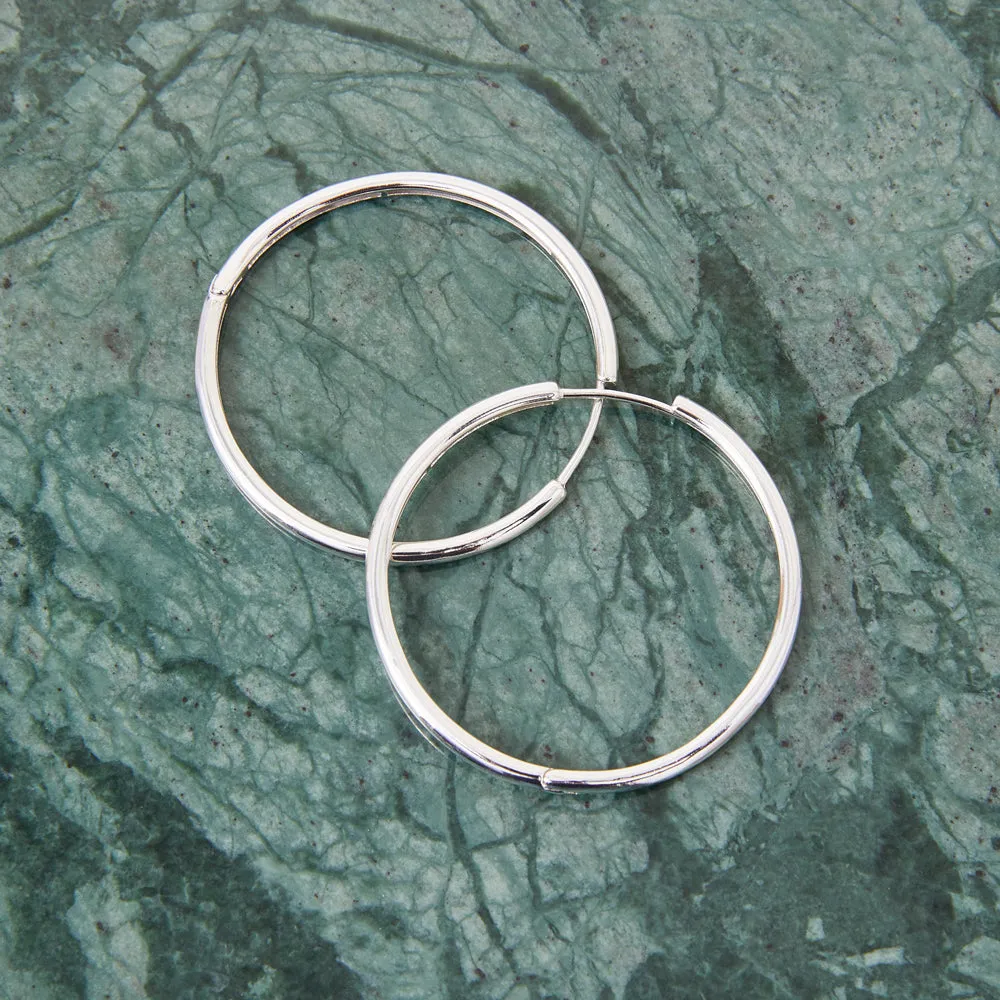 925 Pure Sterling St Silver Plated Hoops  For Women By Accessorize London