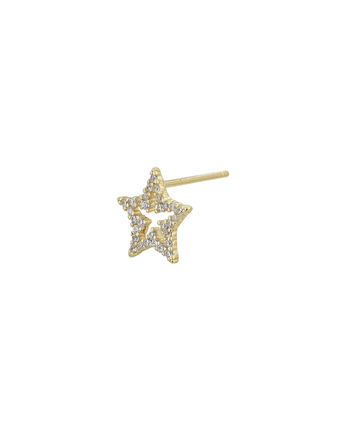 925 Sterling Silver Gold Plated CZ with Star Stud Earring for women