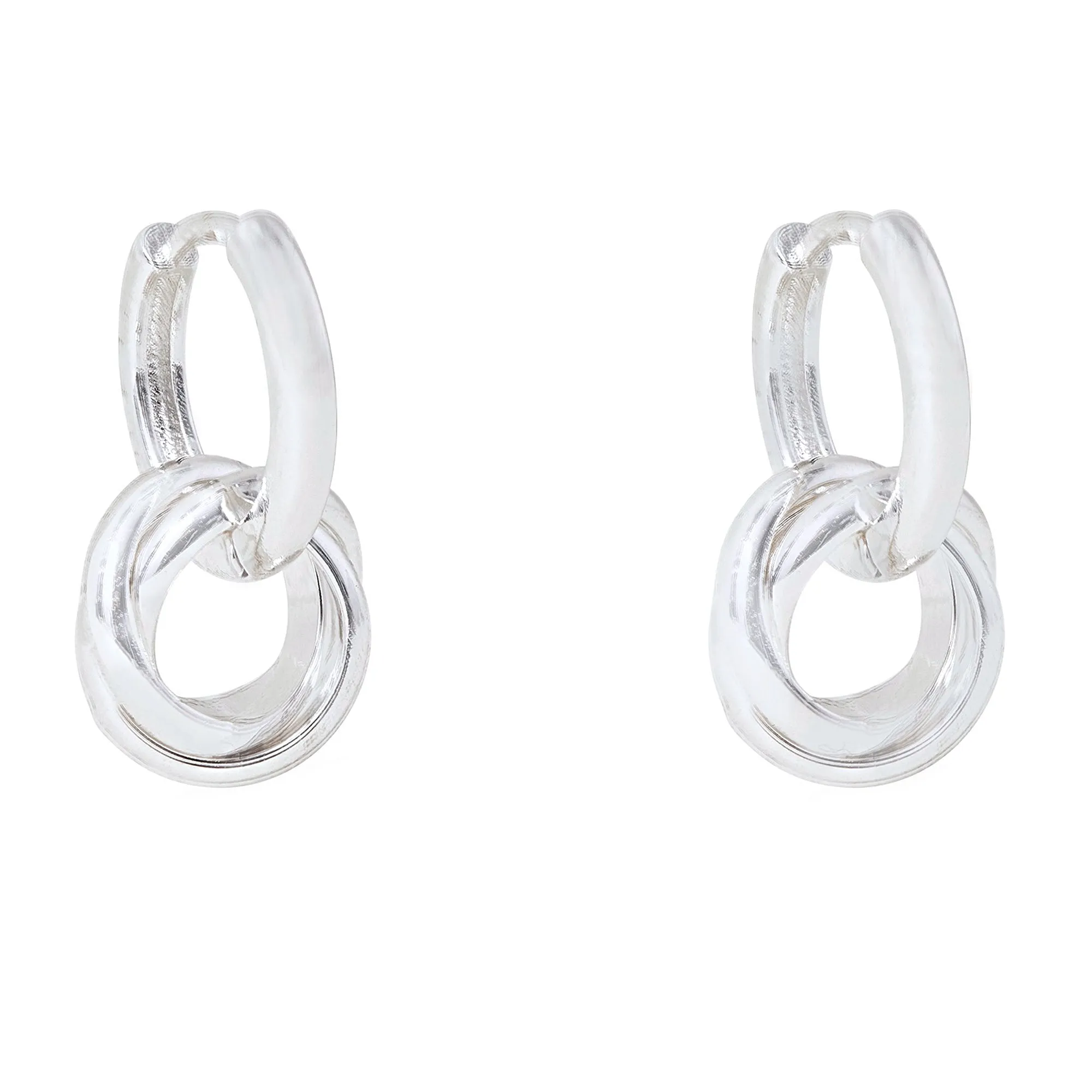 925 Sterling Silver Plated Twisted Charm Hoops