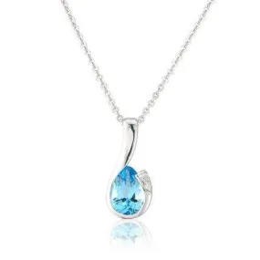 9ct White Gold Blue Topaz Pendant on Chain MMCH038-6WDBT