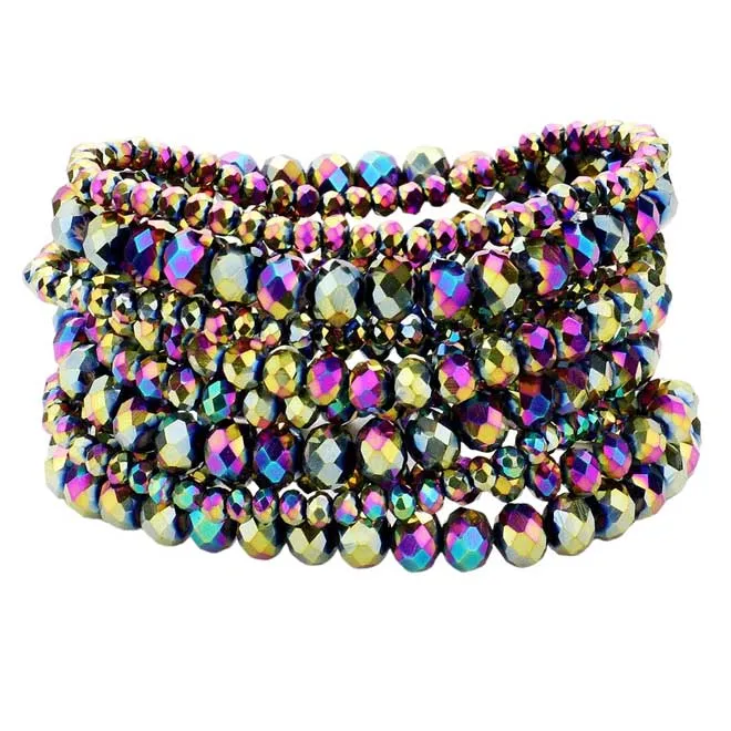 9PCS Faceted Bead Stretch Bracelets