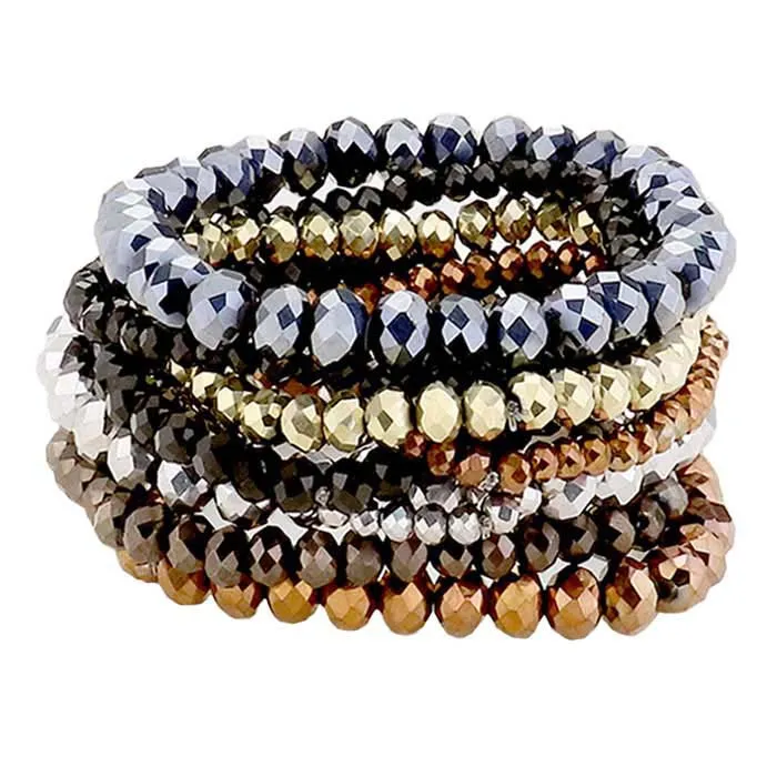 9PCS Faceted Bead Stretch Bracelets