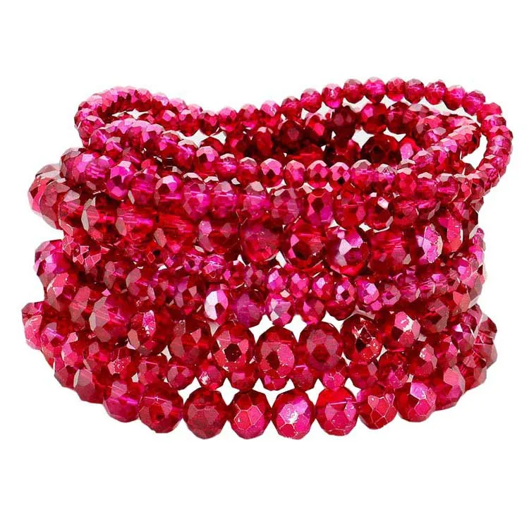 9PCS Faceted Bead Stretch Bracelets