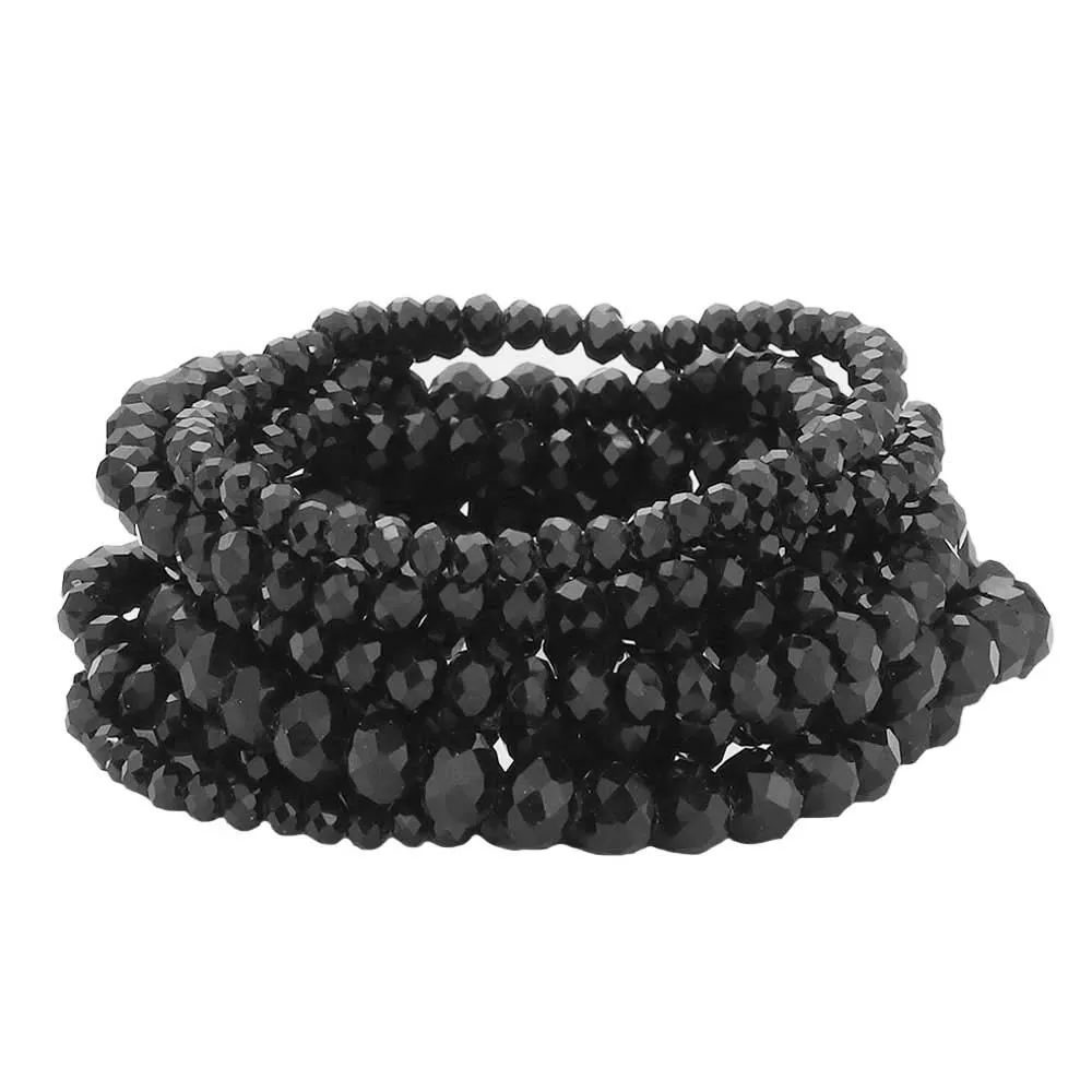 9PCS Faceted Bead Stretch Bracelets