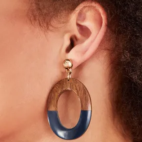 Accessorize London Women's Statement Oval Wood Earrings