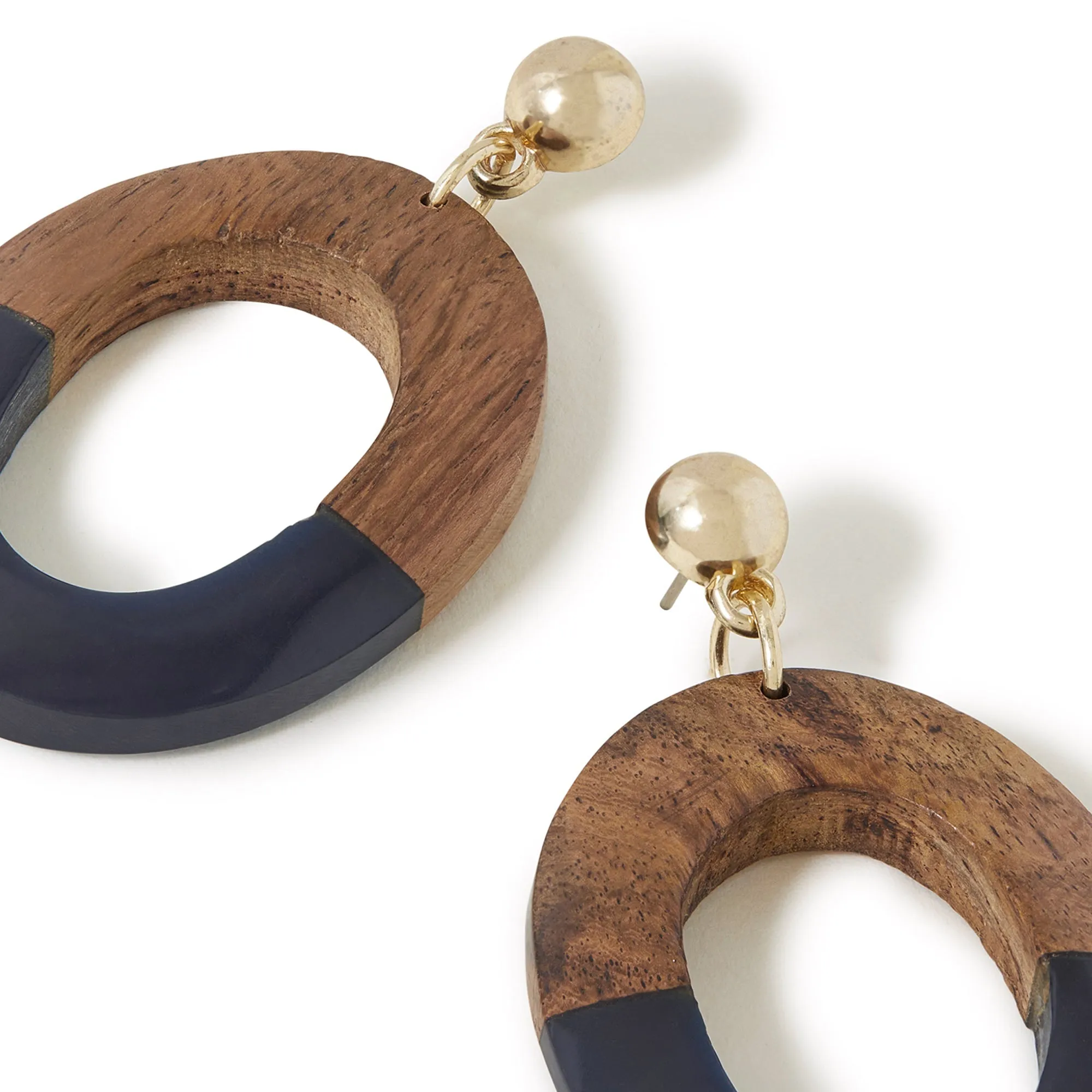 Accessorize London Women's Statement Oval Wood Earrings