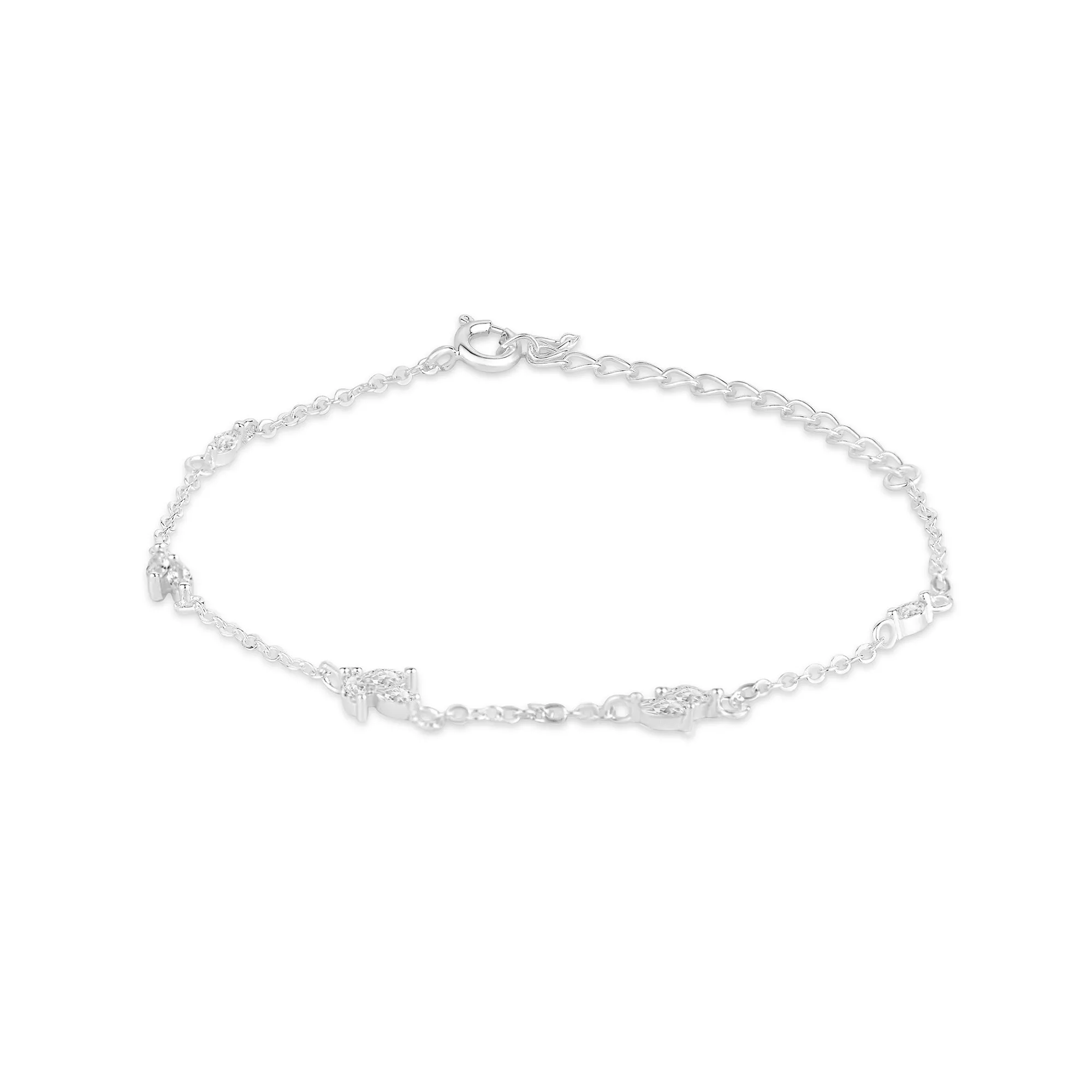 Accessorize London Women's Sterling Silver-Plated Cubic Zirconia Sparkle Vine Bracelet