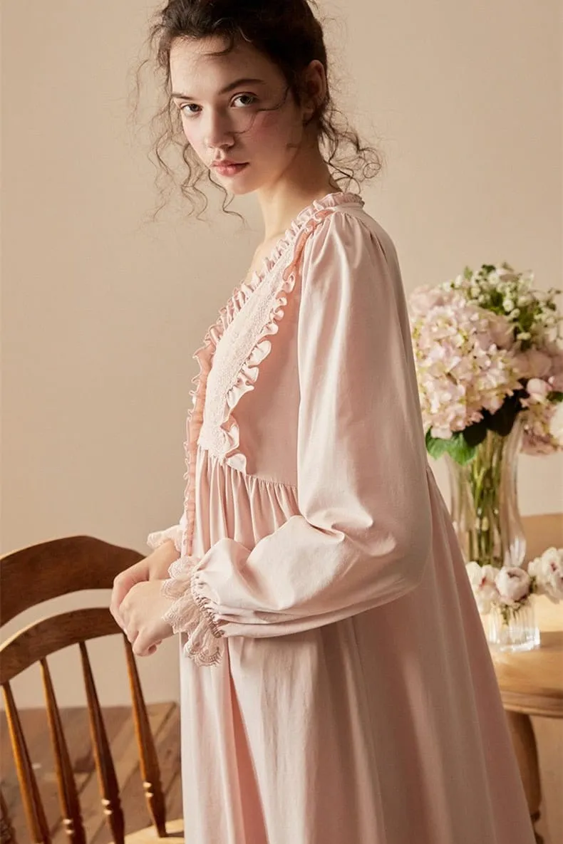 Adelia Empire, Cotton Sleepwear, White or Pink (S-L)