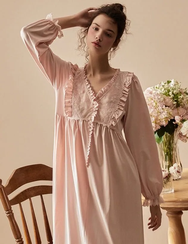 Adelia Empire, Cotton Sleepwear, White or Pink (S-L)