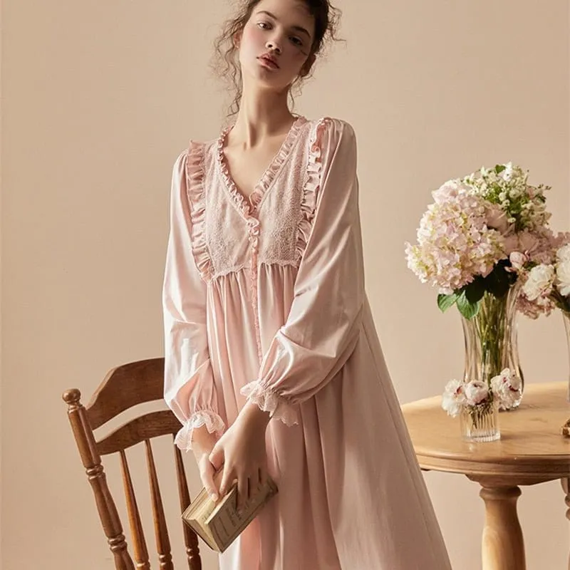 Adelia Empire, Cotton Sleepwear, White or Pink (S-L)