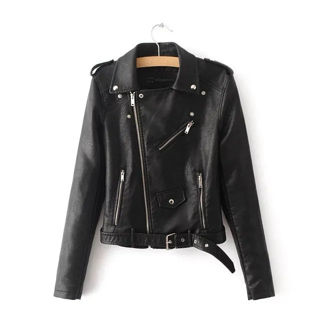 Aelegantmis Autumn New Short Faux Soft Leather Jacket Women Fashion Zipper Motorcycle PU Leather Jacket Ladies Basic Street Coat