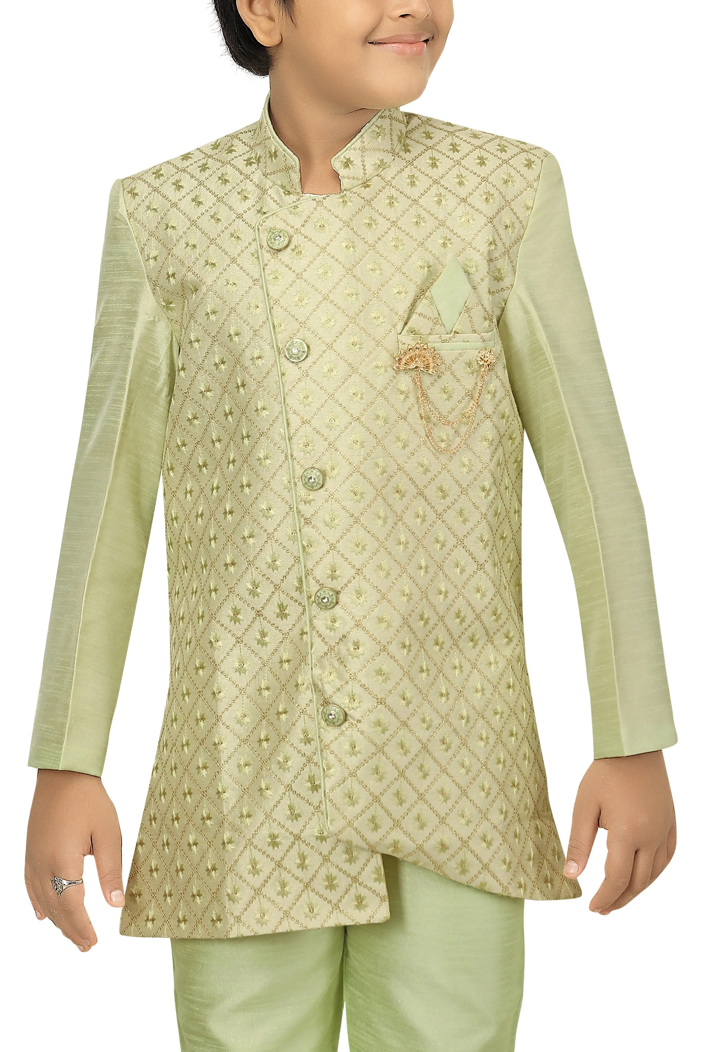 Ahhaaaa Kids Ethnic Indo Western Sherwani and Pyjama Set for Boys