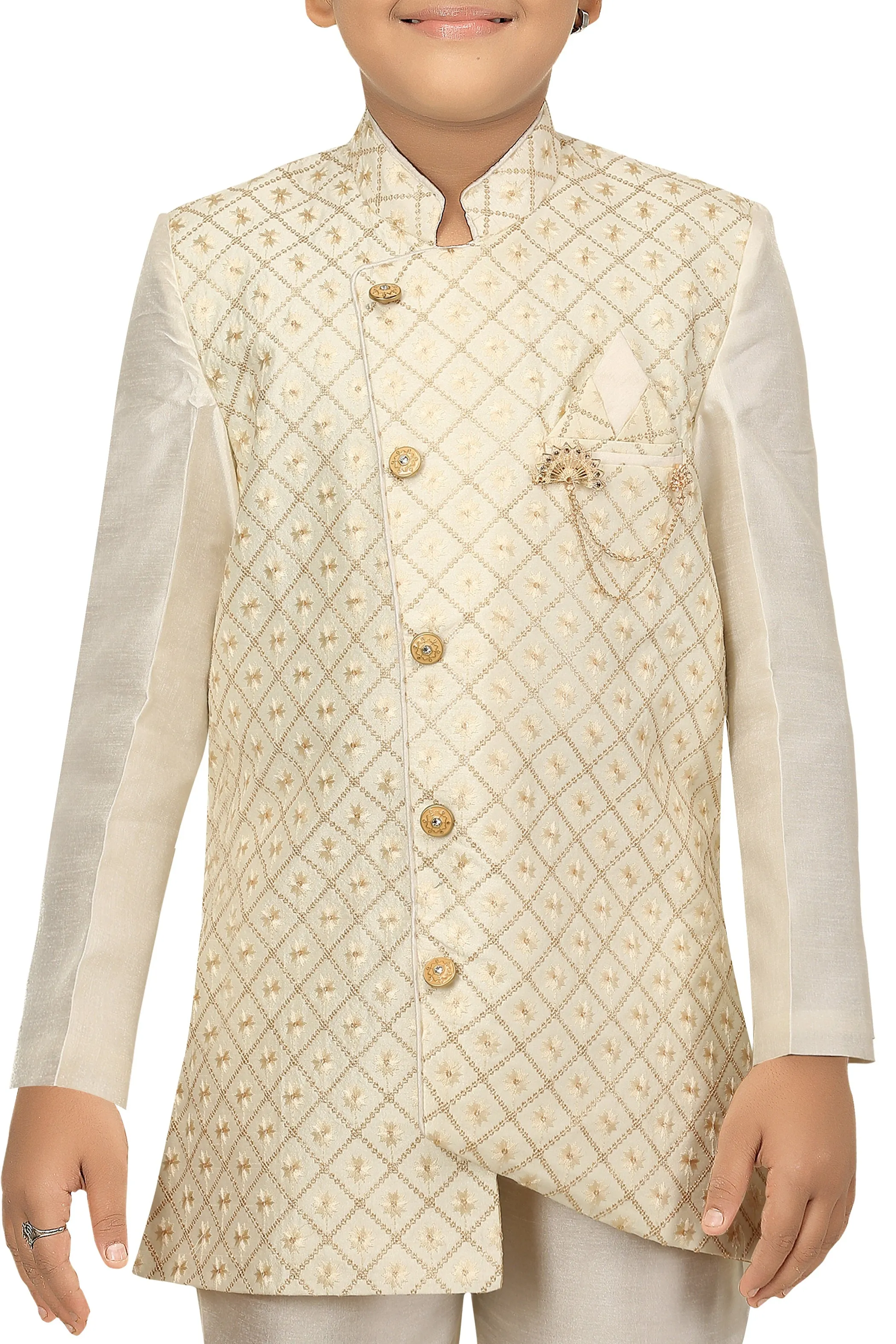 Ahhaaaa Kids Ethnic Indo Western Sherwani and Pyjama Set for Boys