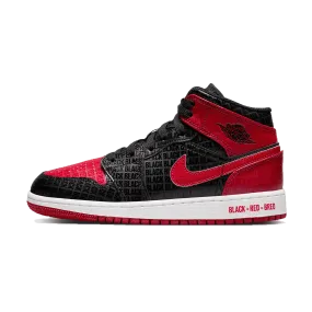 Air Jordan 1 Mid SS GS 'Black   Red = Bred'