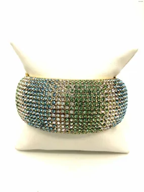 AKKAR Green Blue & Pink Crystal Hinged Bangle Bracelet